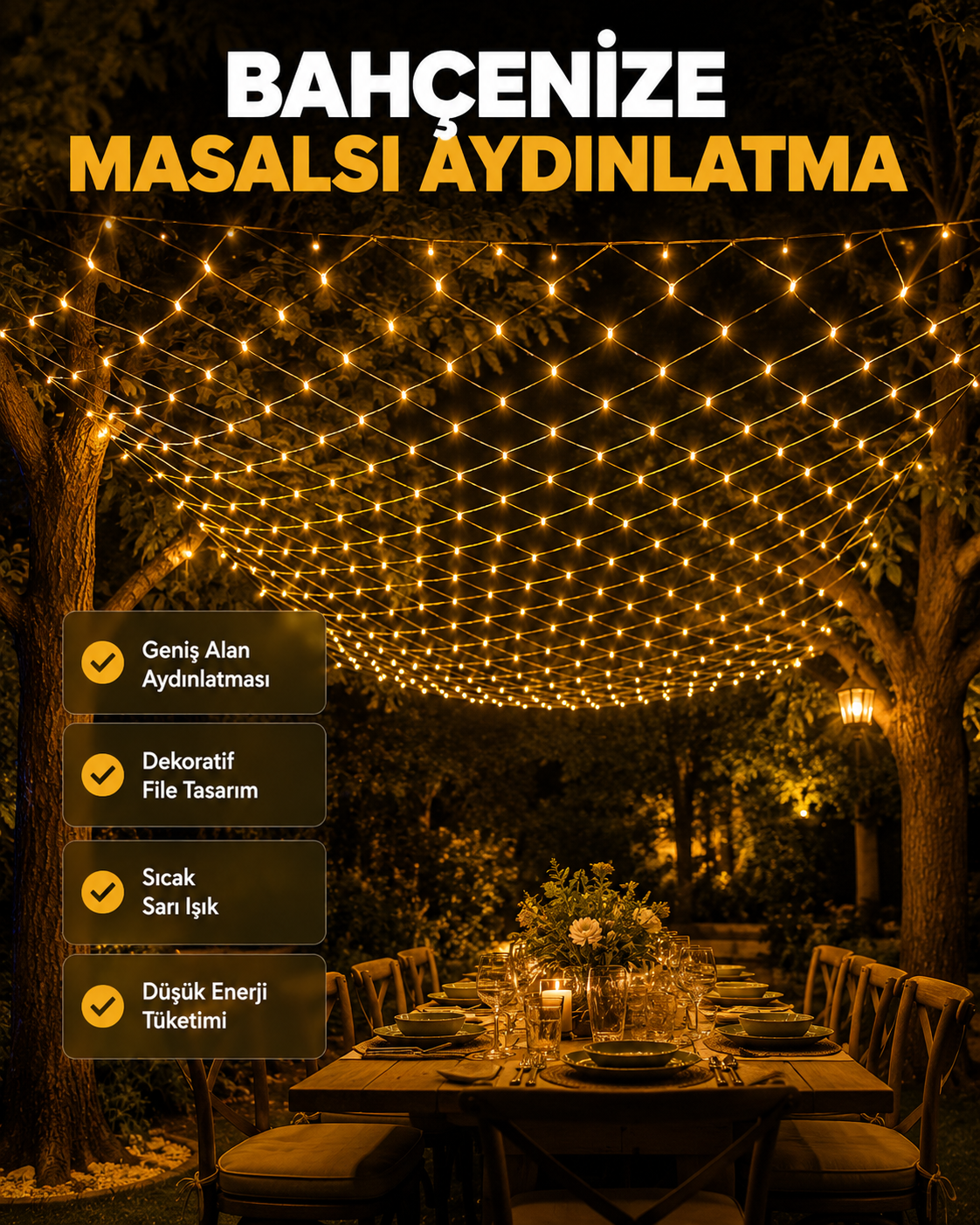 LED File Işık Dekoratif Ağ LED Aydınlatma İç Mekan Balkon Bahçe Süsü