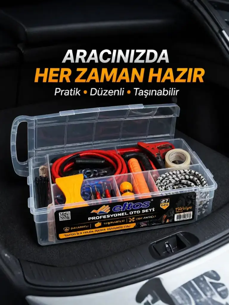 Çok Amaçlı 27 Parça Araç Acil Durum Ekipman Seti Düzenli Taşıma Kutulu