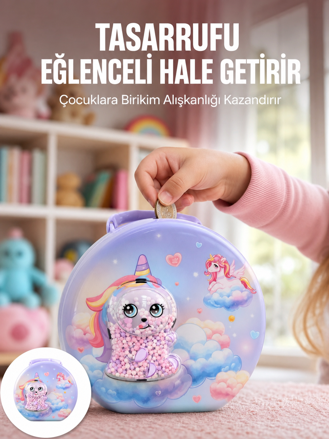 Eğitici Şifreli Çocuk Para Kasası Dayanıklı Metal