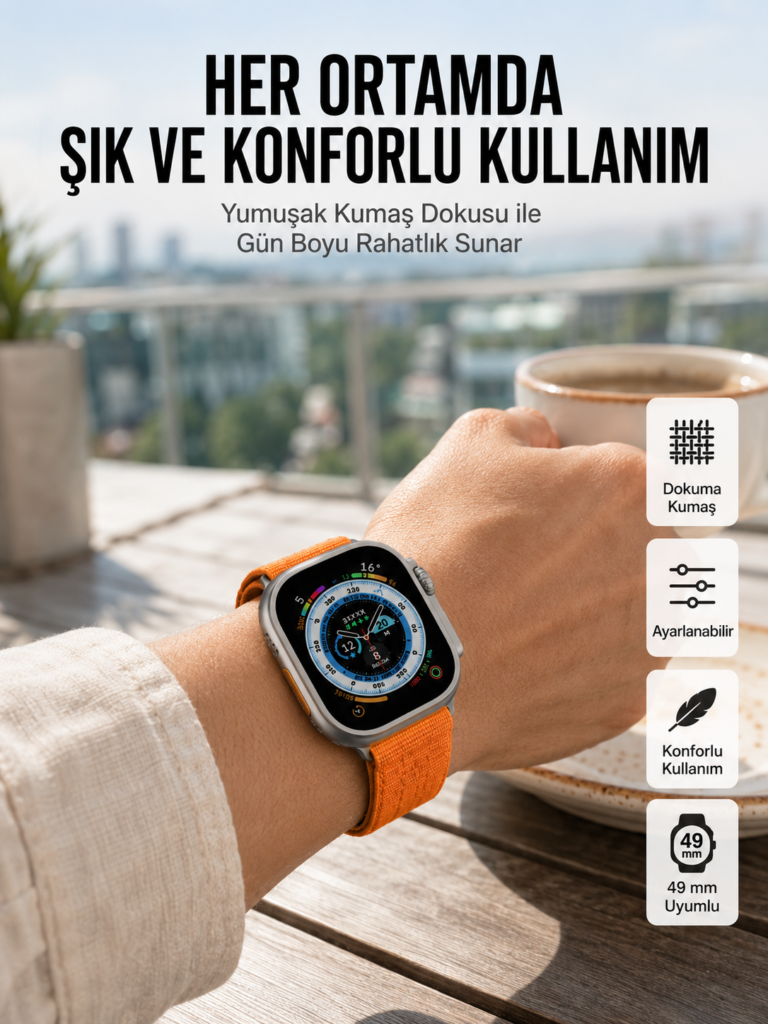Ultra Max Kordon Kilitli Akıllı Saat Amoled Ekran Titreşimli Çağrı Cevaplayabilen
