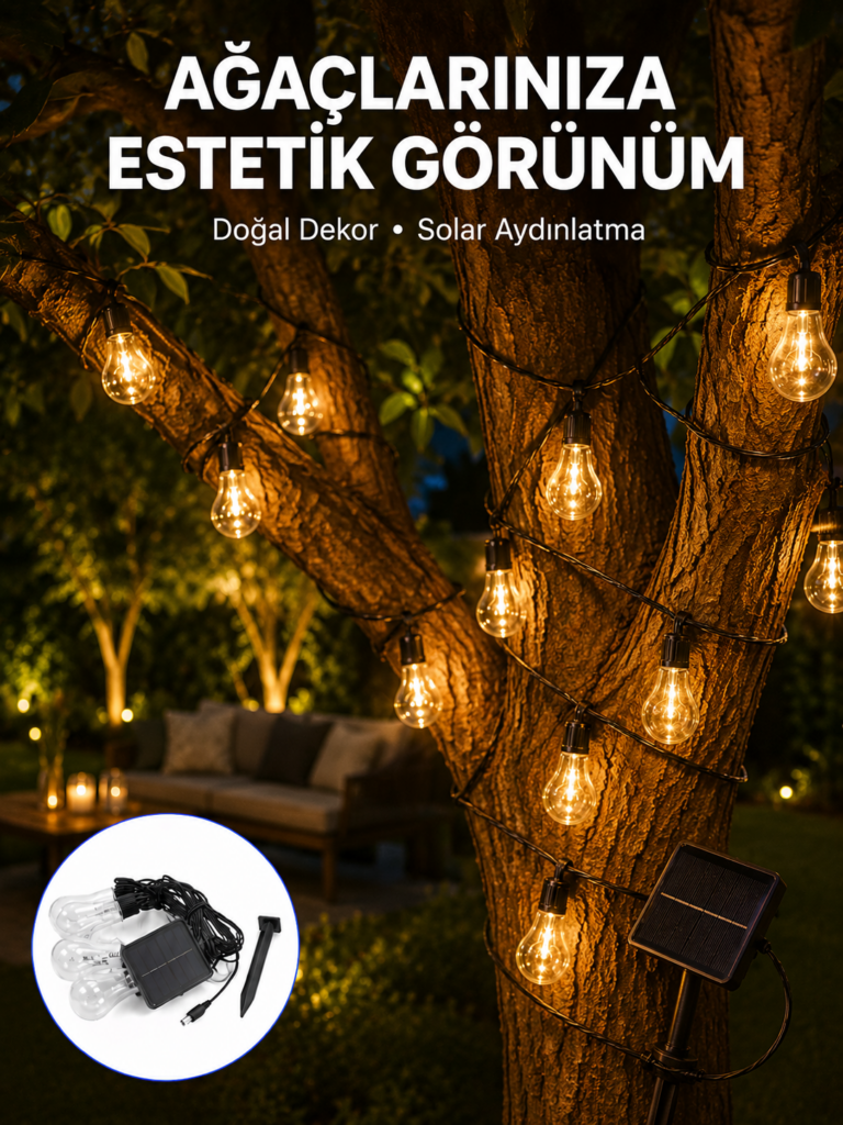 Solar Dekoratif LED Ampul Işık Bahçe Çit Balkon ve Veranda Süsleme Aydınlatması