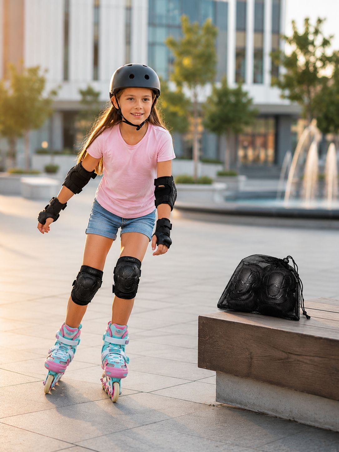 Çocuk Kaykay Paten Scooter Bisiklet Koruyucu Dizlik Seti 2 Adet Siyah
