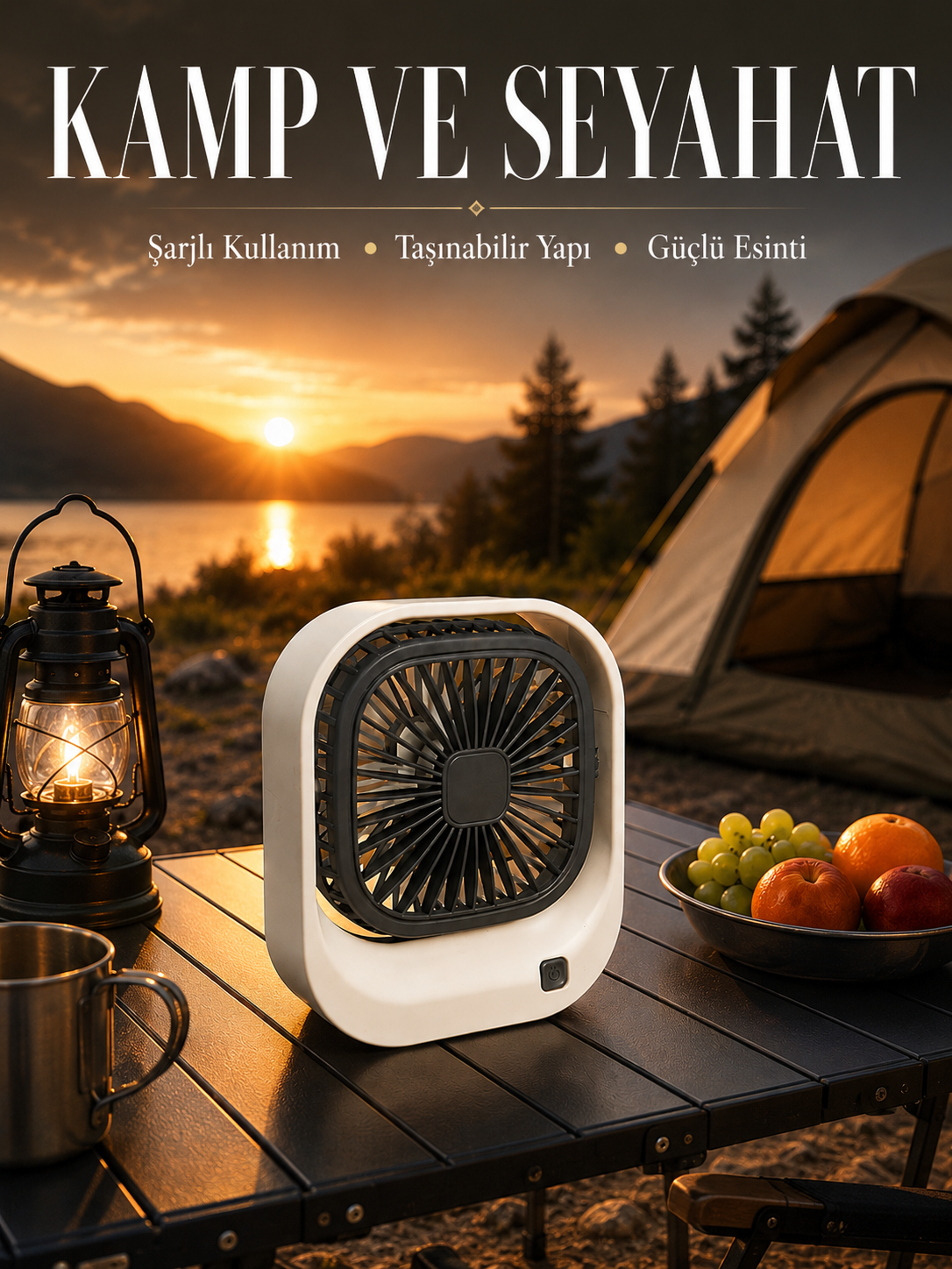 Şarjlı Masaüstü Fan Güçlü Hava Akışı ve Sessiz Çalışma