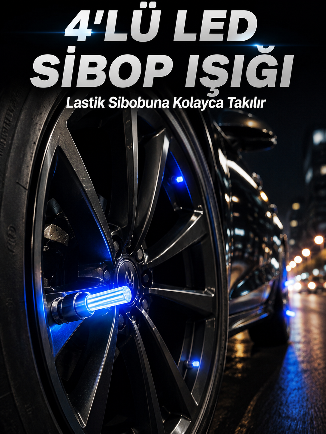4'lü Araç Sibop LED Işığı Otomatik Açılan Lastik Işığı Seti