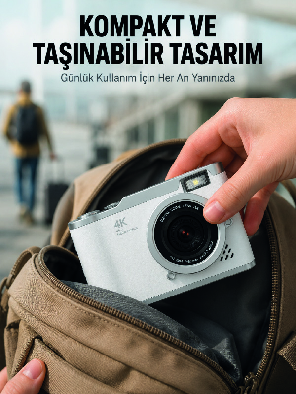 Taşınabilir Dijital Kamera Otomatik Odaklama ve Beauty Modu