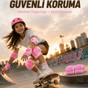 Pembe Çocuk Koruyucu Dizlik Dirseklik ve El Bilek Koruyucu