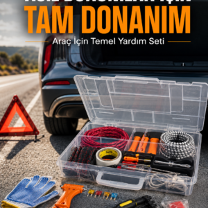 27 Parça Profesyonel Oto Acil Durum ve Araç Yardım Ekipman Seti Taşıma Kutulu