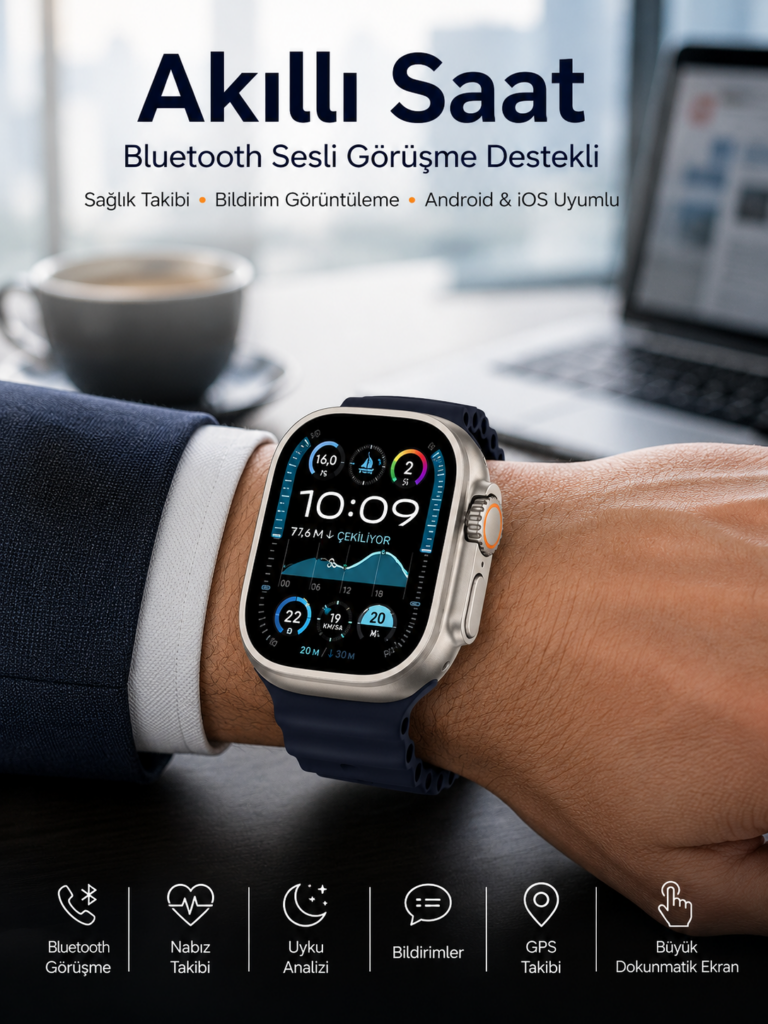 Akıllı Saat Sesli Görüşme Titreşimli GPS Bağlantısı Müzik Dinleme Sosyal Medya Bildirimleri Yeni Nesil