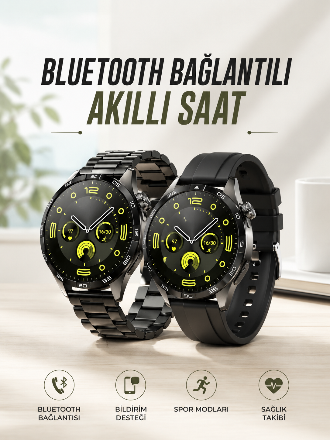 Akıllı Saat Sesli Görüşme, NFC Uyumlu, Bildirim Görme ve Uyku ve Sağlık Takibi