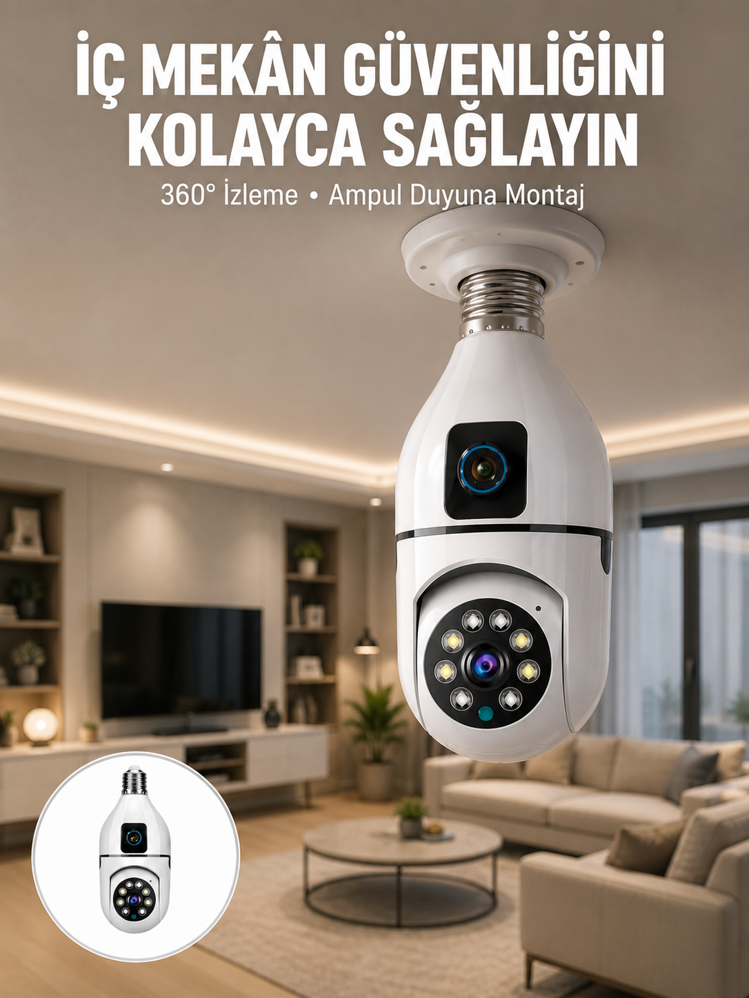 Tak Çalıştır Ampul Kamera – Full HD 1080P Kablosuz Güvenlik Çözümü Yeni Nesil