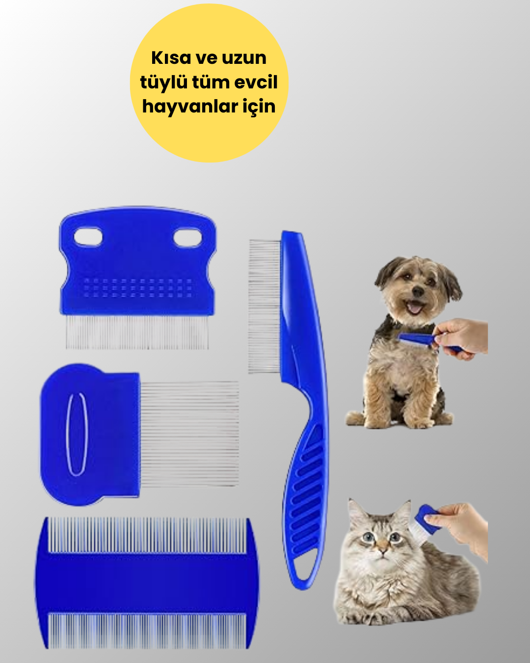 Bit, Pire ve Tüy Temizliğine Uygun Çok Amaçlı Evcil Hayvan Tarağı Seti