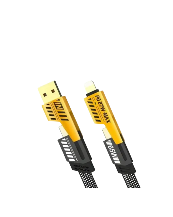 USB-C ve Lightning Uyumlu 4'ü 1 Arada Kablo – 65W Hızlı Şarj, Örgülü Dayanıklı Yapı