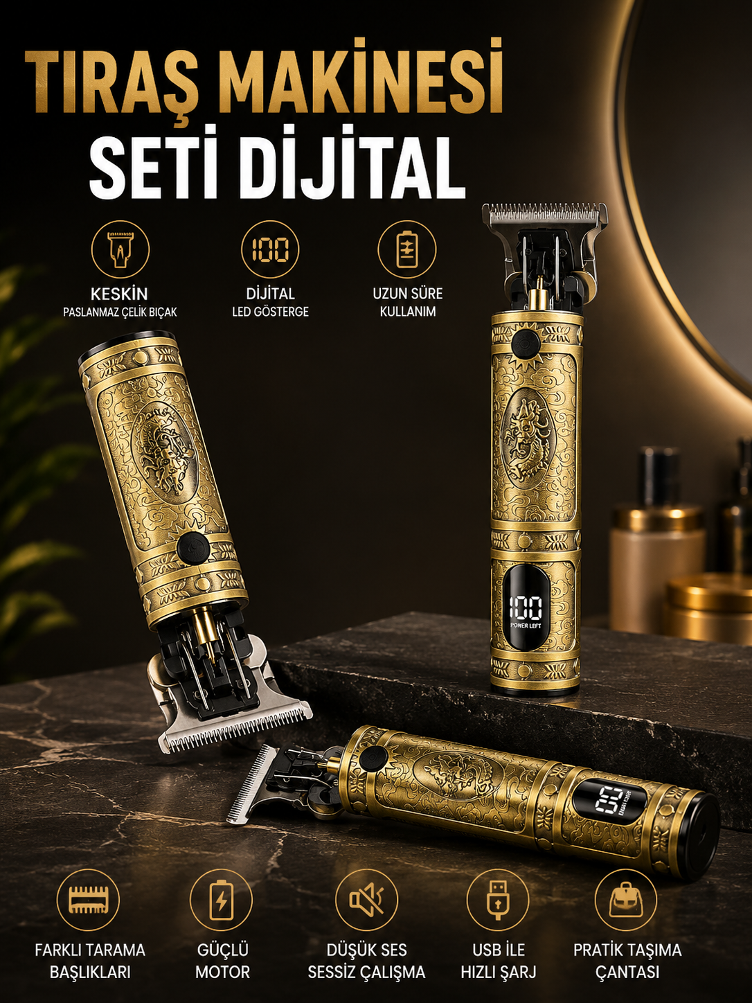 RD 378 Çizik Tıraş Makinesi Seti Dijital