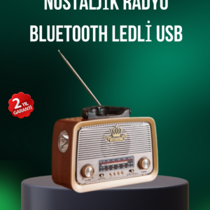 Taşınabilir Nostalji Radyo Bluetooth USB AUX Girişli