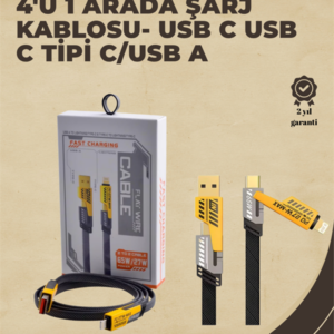 4'ü 1 Arada Metal Hızlı Veri Kablosu – 65W Güç, 27W iPhone Desteği, 480Mbps Aktarım