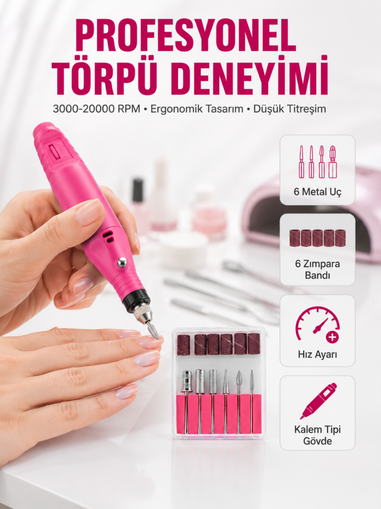 6 Uçlu Elektrikli Manikür Pedikür Seti Yeni Nesil