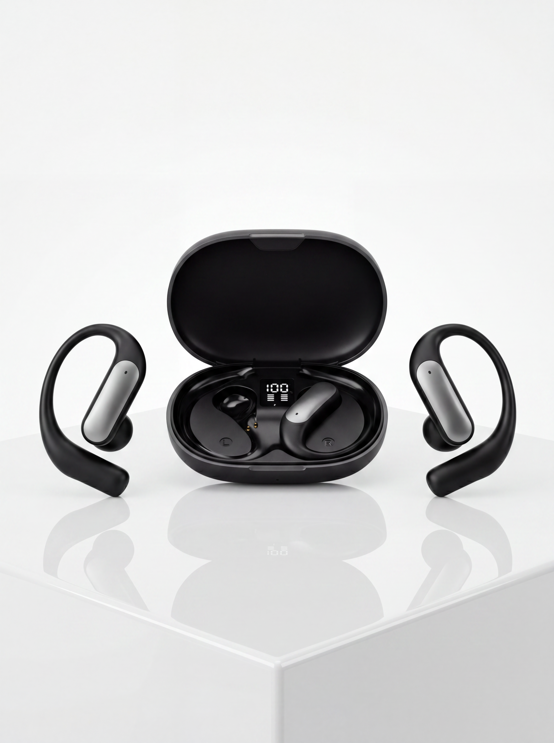 Kablosuz Bluetooth Spor Kulaklığı Güvenli Tutuşlu Dijital Ekranlı Şarj Kutusu
