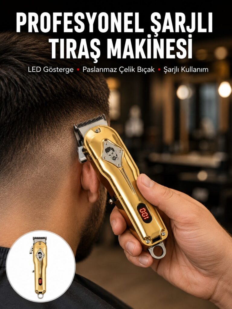 Type-C Şarjlı LCD Ekranlı Profesyonel Saç Sakal Tıraş Makinesi Yeni Nesil