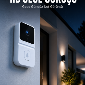 Beyaz Akıllı Güvenlik Kapı Zili | Telefon Kontrollü Wi-Fi Görüntülü Kapı Zili