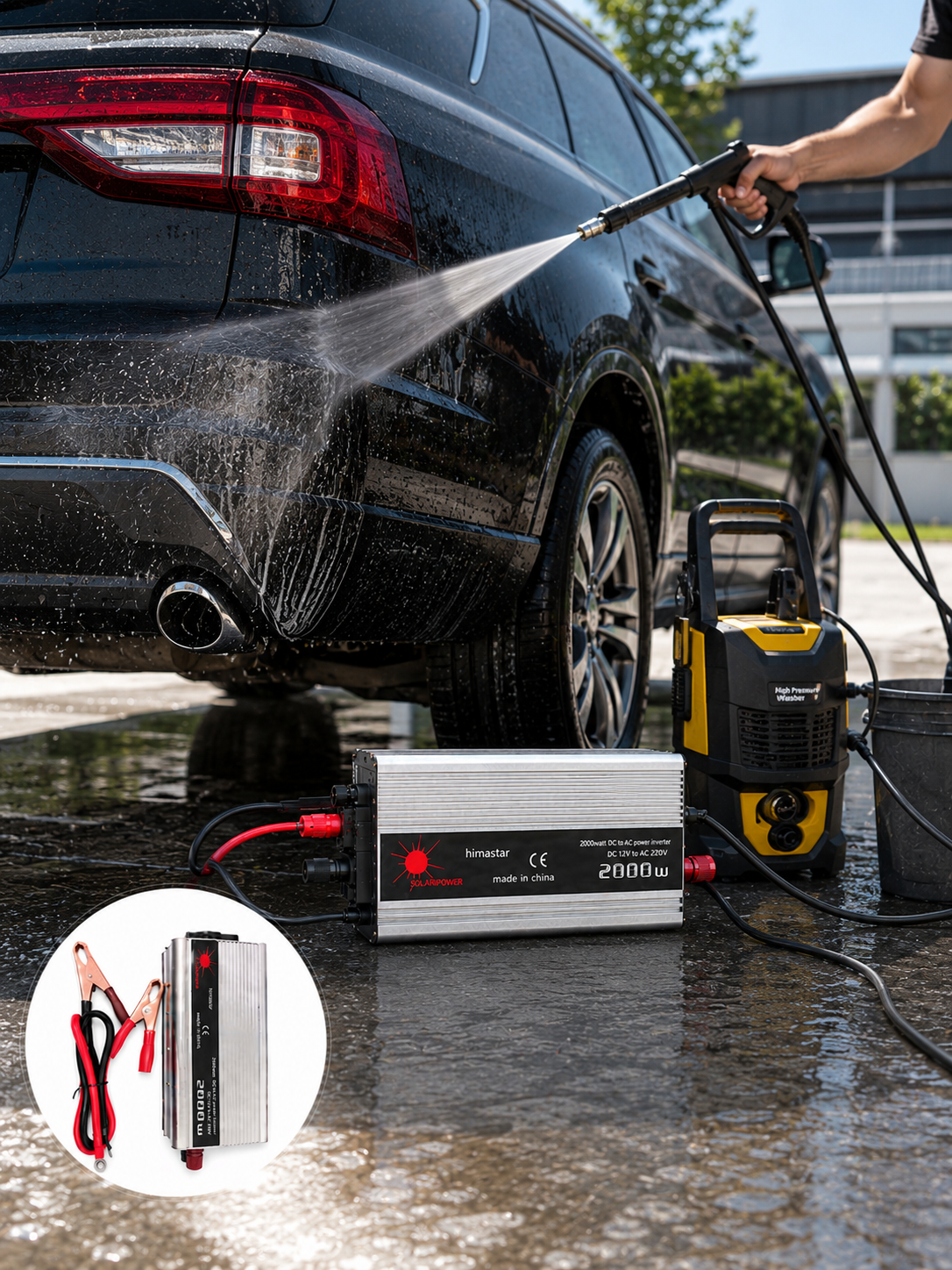 2000W Araç Elektrik İnvertörü Akü Bağlantılı Priz Çıkışlı Güç Çevirici