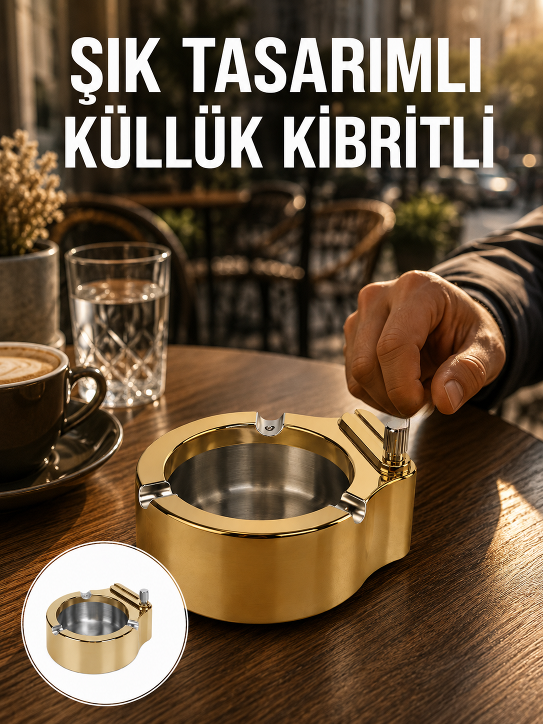 Çakmak Entegreli Küllük Yeniden Doldurulabilir Metal Gövde Yeni Nesil