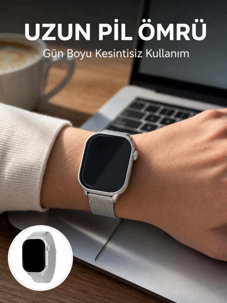 AMOLED Ekranlı Bluetooth Aramalı 3 Kordonlu Akıllı Saat