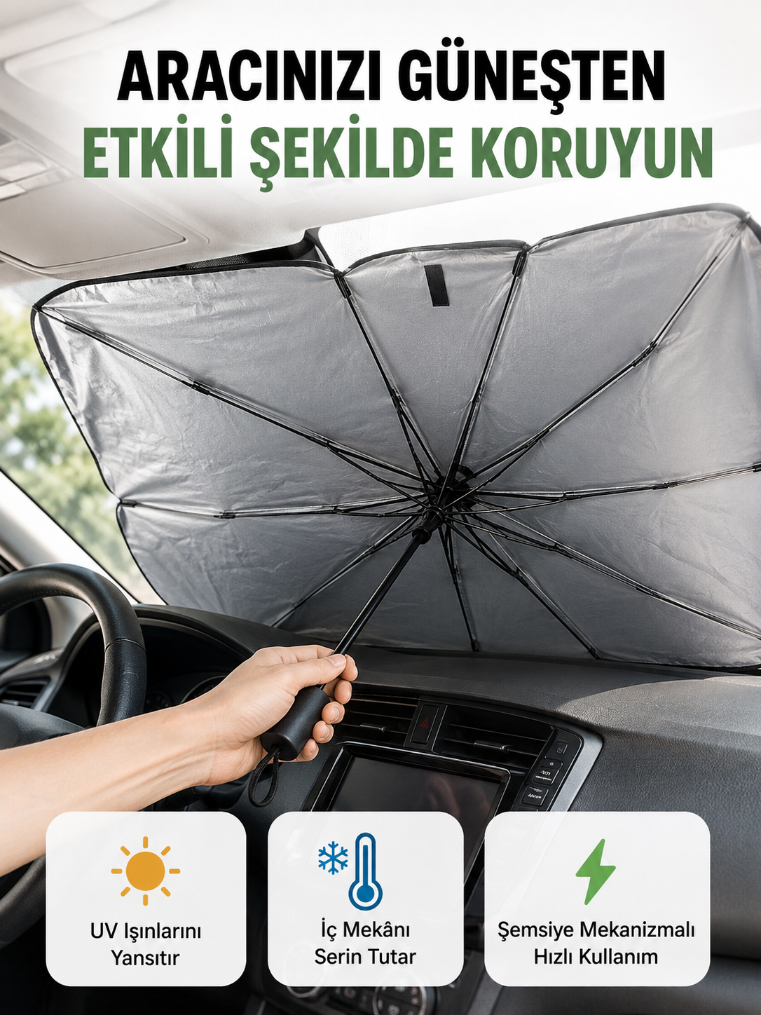 Katlanabilir Oto Güneşlik – Pratik, Dayanıklı, UV Koruyucu Tasarım Yeni Nesil