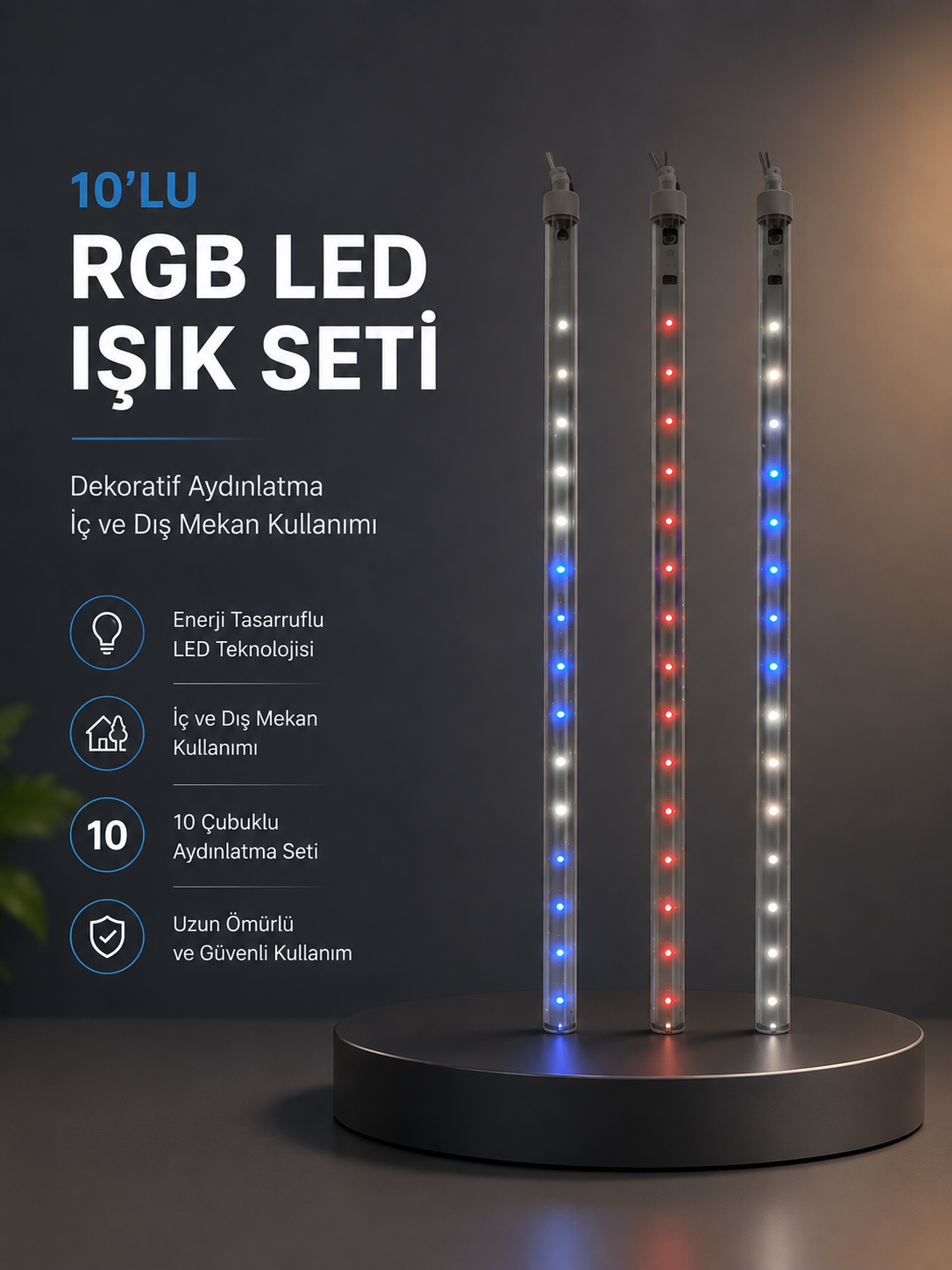 Kayan Yıldız Efektli RGB LED Işık Seti İç ve Dış Mekan Kullanımı