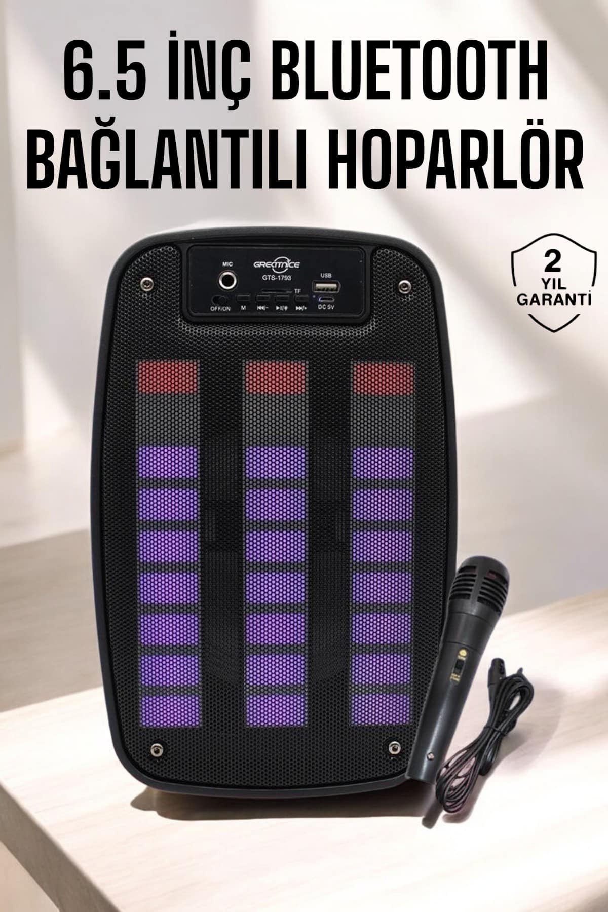 Taşınabilir USB SD Kart Girişli RGB Işıklı Bluetooth Hoparlör
