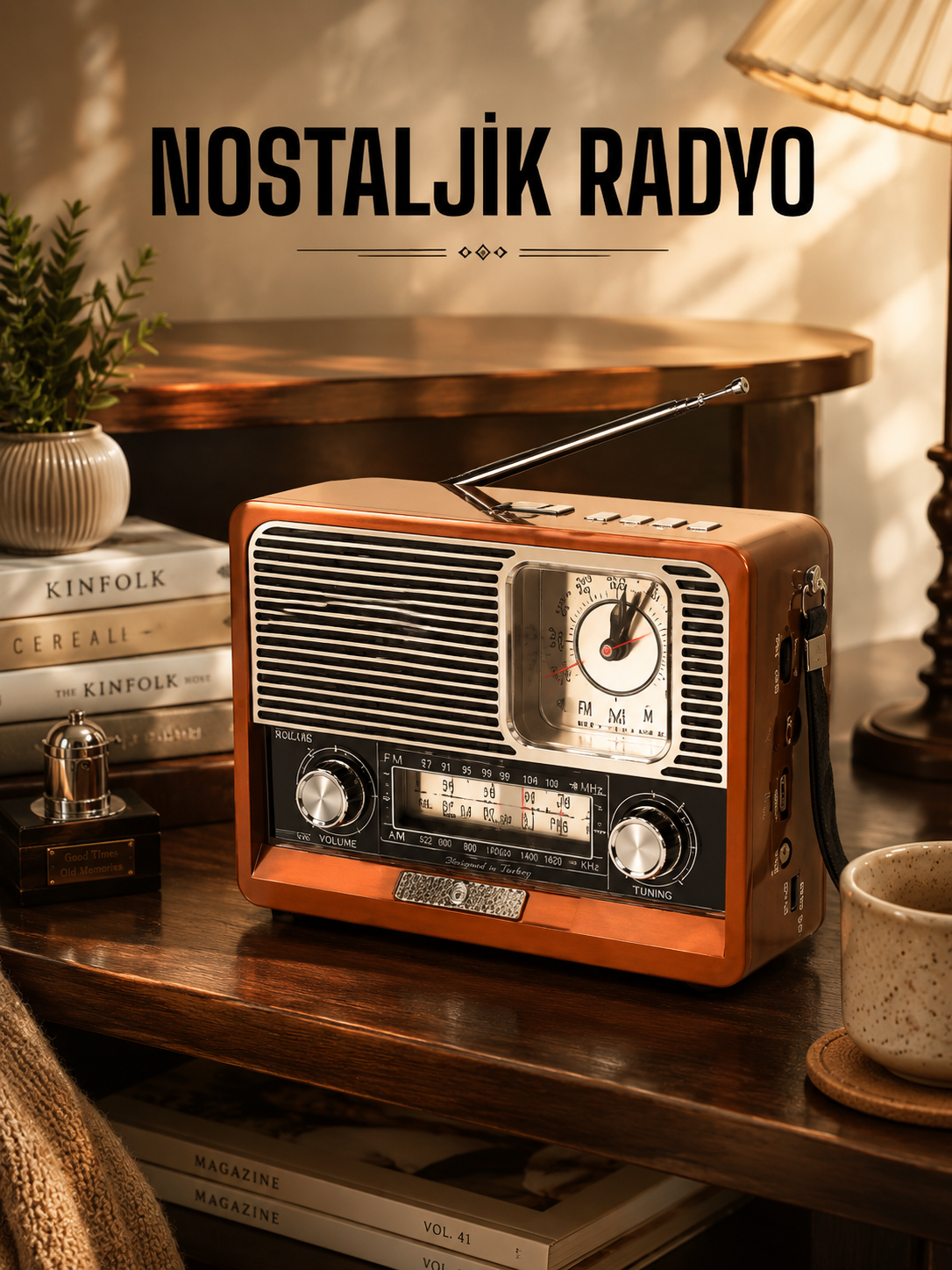 Ahşap Görünümlü Retro Bluetooth Radyo USB,AUX Ve SD Kart Girişli