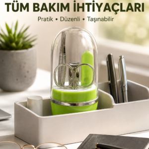 Yeşil Tırnak Bakım Seti Cımbız Makas Tırnak Makası ve Törpü