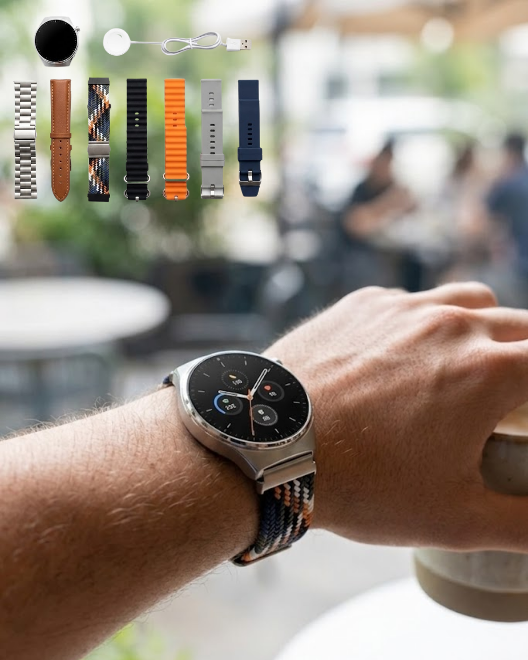 Akıllı Saat 7 Kordonlu Bluetooth Arama Nabız Takip ve Spor Modlu Çok Fonksiyonlu