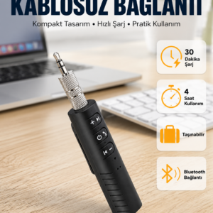Taşınabilir Bluetooth 4.1 Ses Adaptörü – 10 Metre Çekim Mesafesi