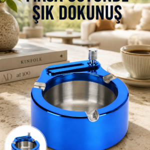 Masa Üstü Çakmaklı Küllük Paslanmaz Metal Gövde Yeni Nesil