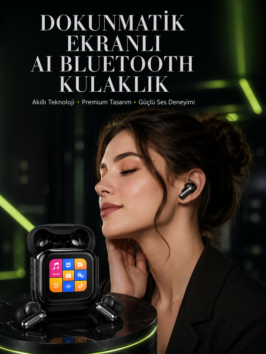 Yeni Nesil Dokunmatik Ekranlı AI Kablosuz Kulaklık