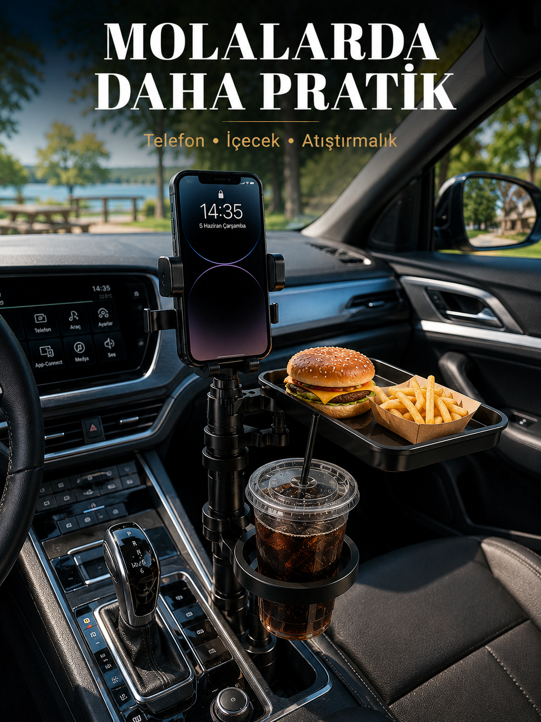 Çok Amaçlı Araç Organizeri Telefon Tutucu ve Bardaklık Aparatı