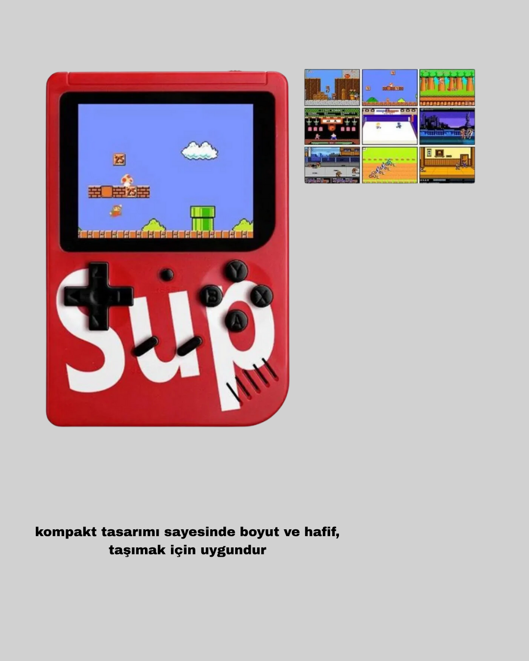 SUP Retro El Konsolu – 500 Oyun, TV Bağlantılı, 3 İnç Ekranlı Şarjlı Mini Atari