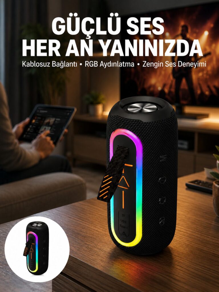 Bluetooth Hoparlör Uzun Pil Ömrü Taşınabilir Yüksek Ses Kaliteli Yeni Nesil