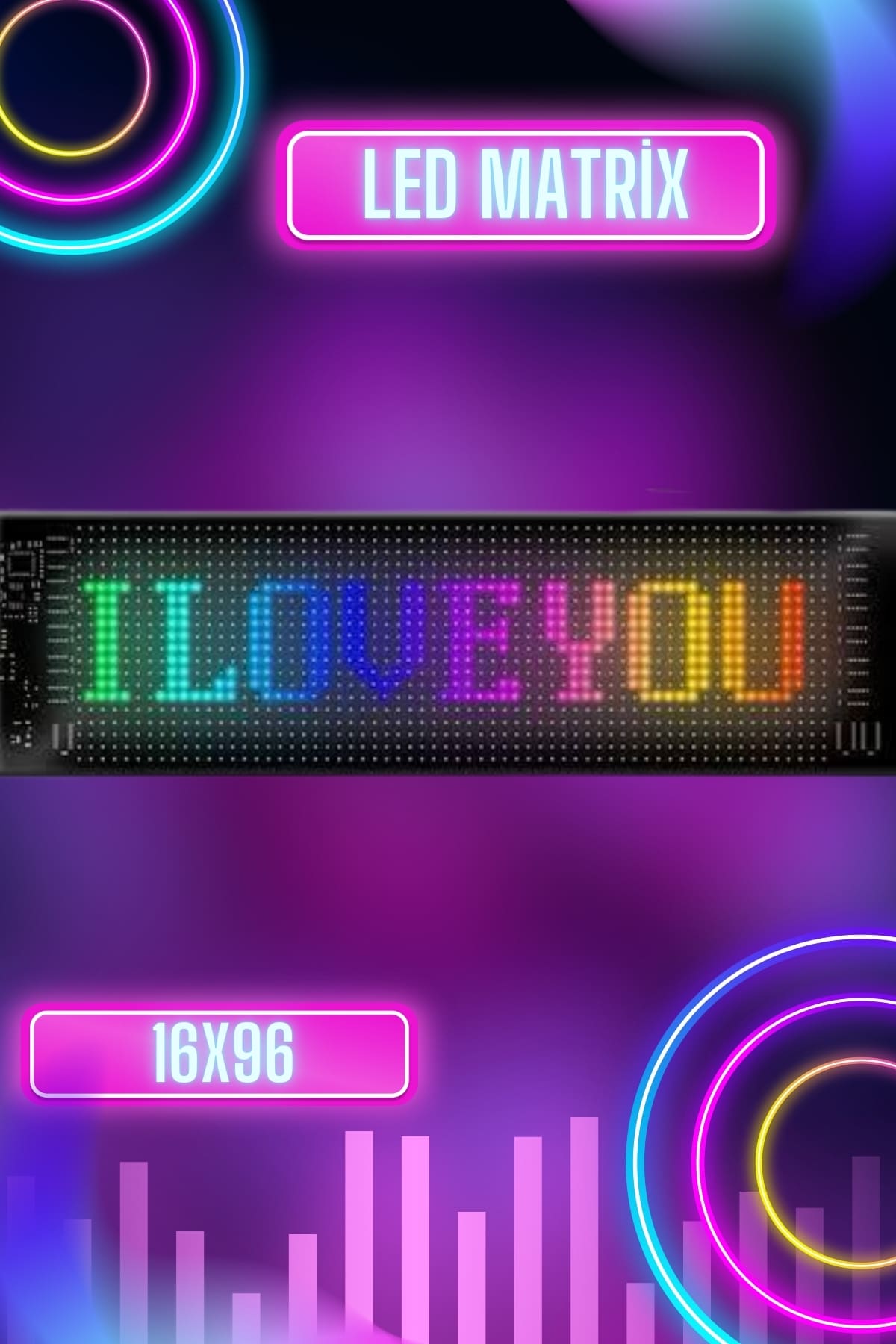 16X96 pixel Boyutunda Bluetooth Bağlantılı Araç Camı için Led Matrix