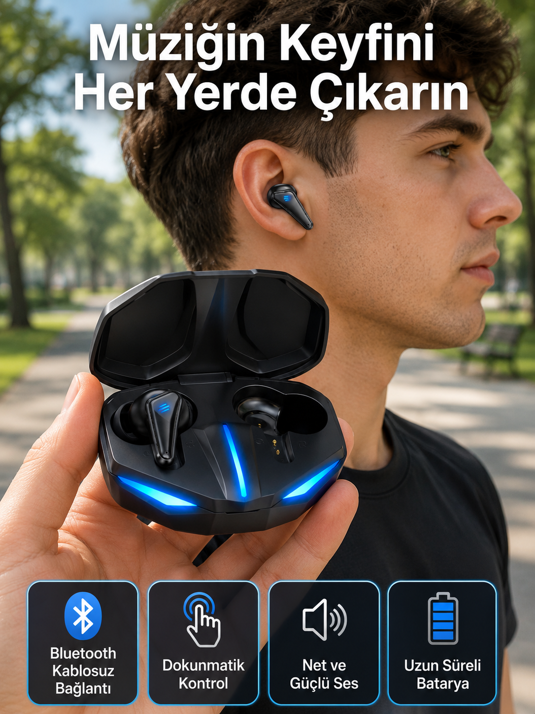 Wireless Gaming Kulaklık Mikrofonlu Bluetooth Oyuncu Kulaklığı