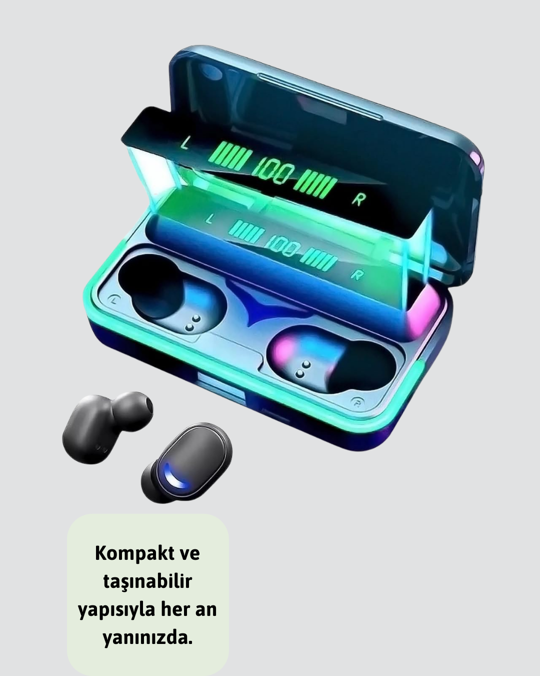 Bluetooth 5.1 Oyuncu Kulaklığı LED Ekranlı Powerbank Kulaklık