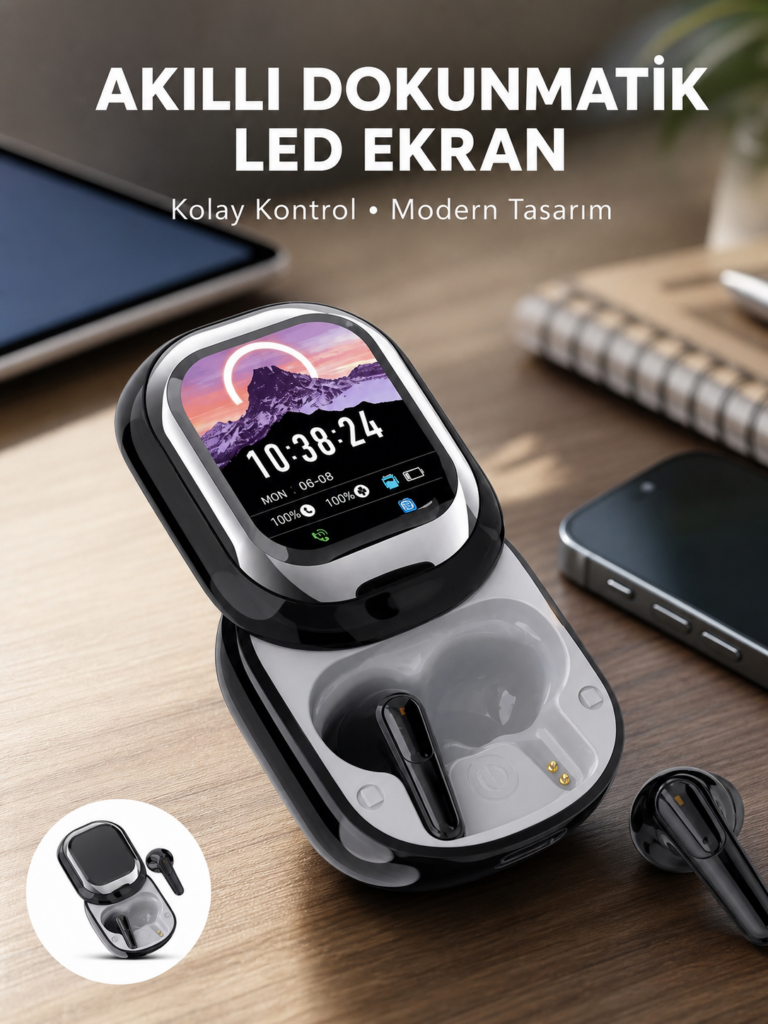 Şık, Akıllı ve Güçlü: LED Ekranlı Kablosuz Kulaklık Seti
