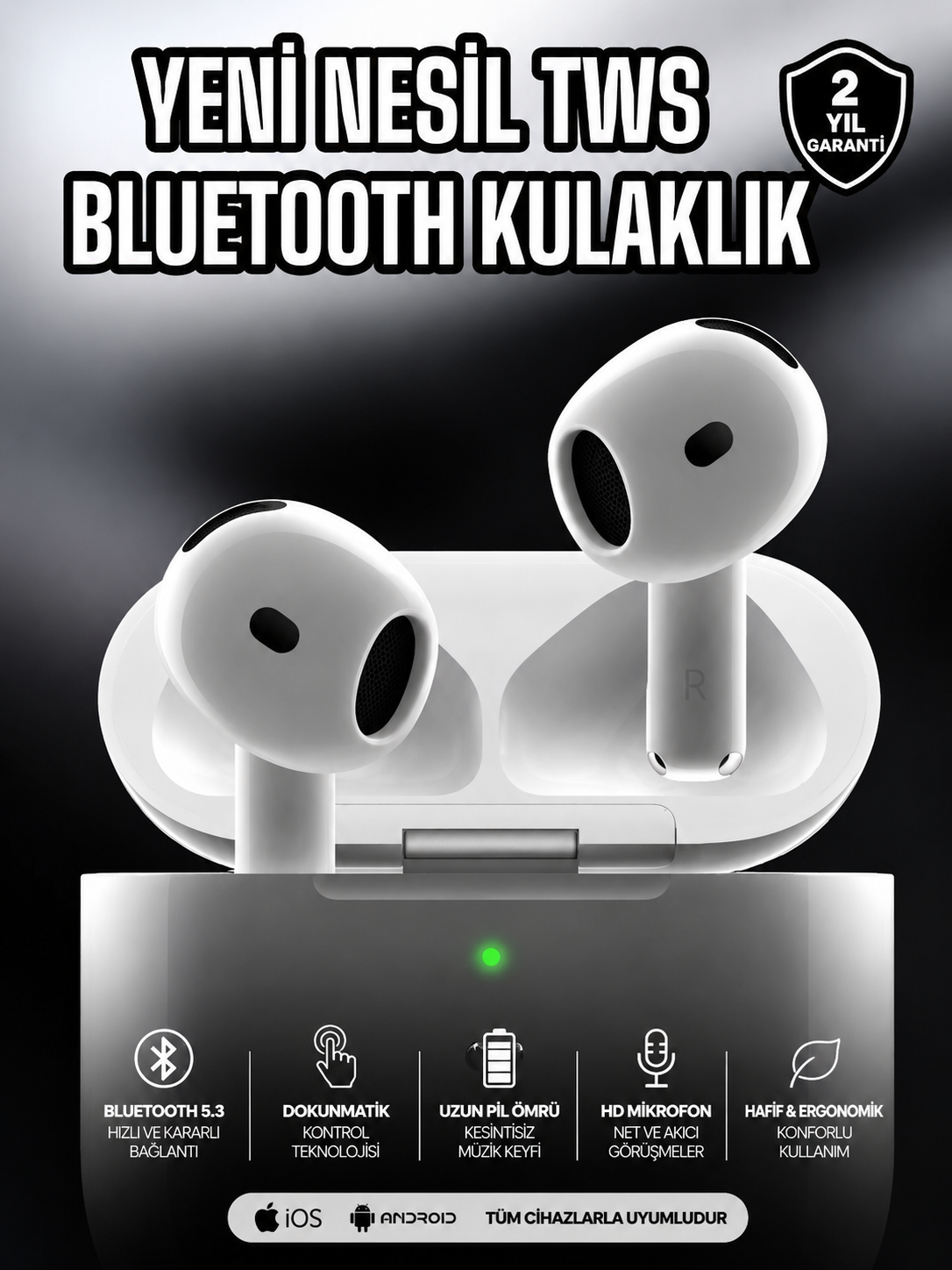 Kablosuz Bluetooth Kulaklık TWS ANC Özelliği Yüksek Ses Kaliteli