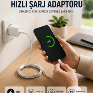 Type-C to C Kablolu 35W Hızlı Şarj Başlığı Set