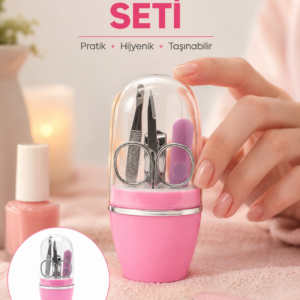 Tırnak Bakım Manikür Pedikür Seti 4 Parça Pembe Minimal ve Dayanıklı