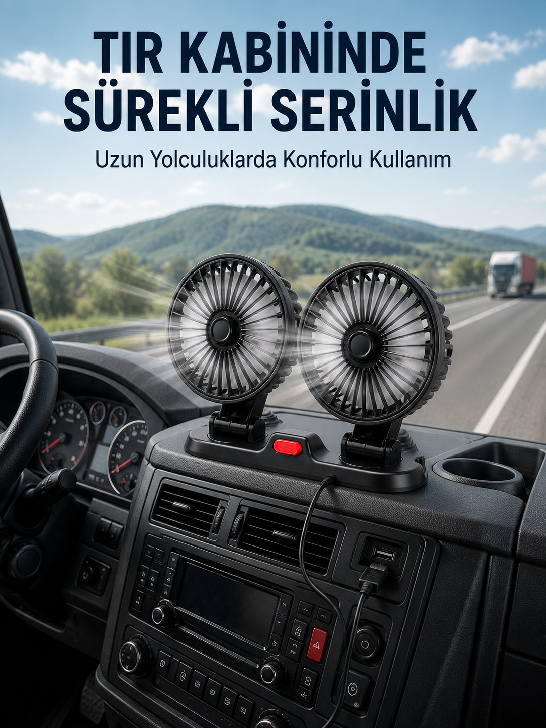 Çift Başlıklı Araç İçi USB Vantilatör Soğutucu Fan