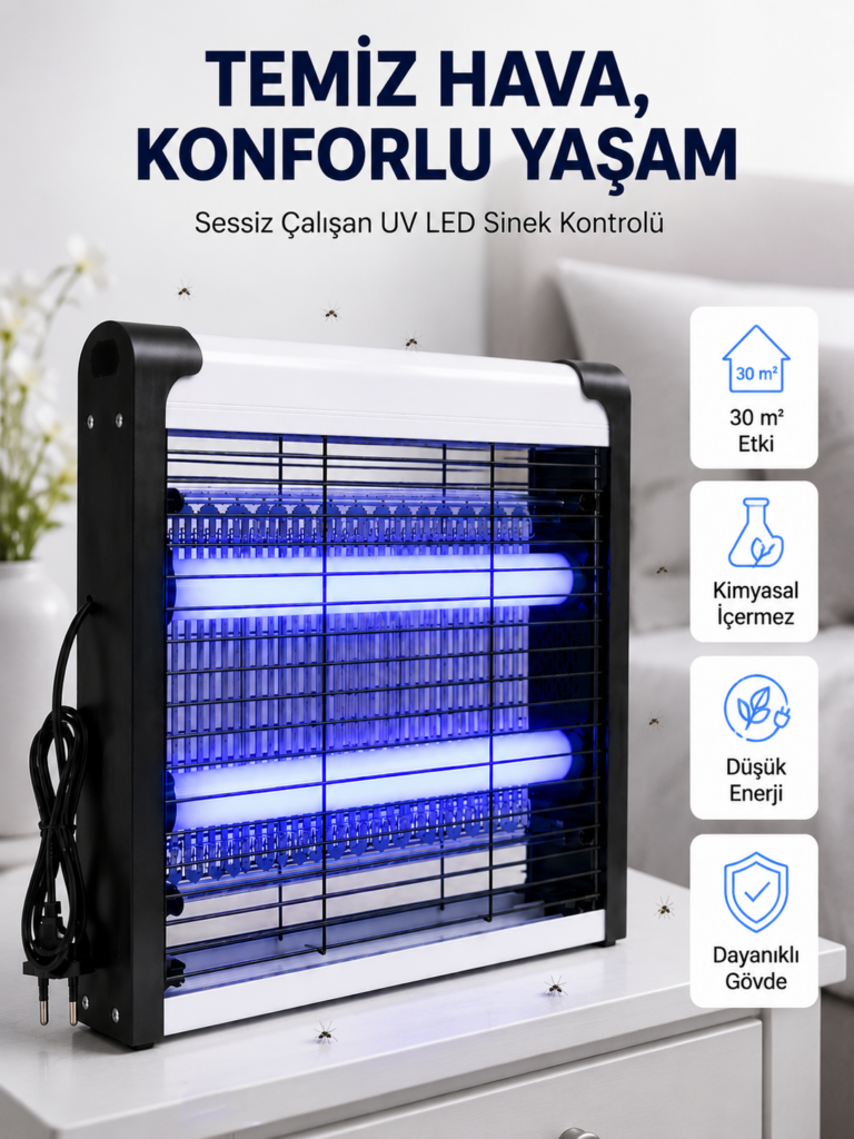 Elektrikli UV LED Sinek Öldürücü Sessiz Çalışan Etkili Böcek Tuzağı