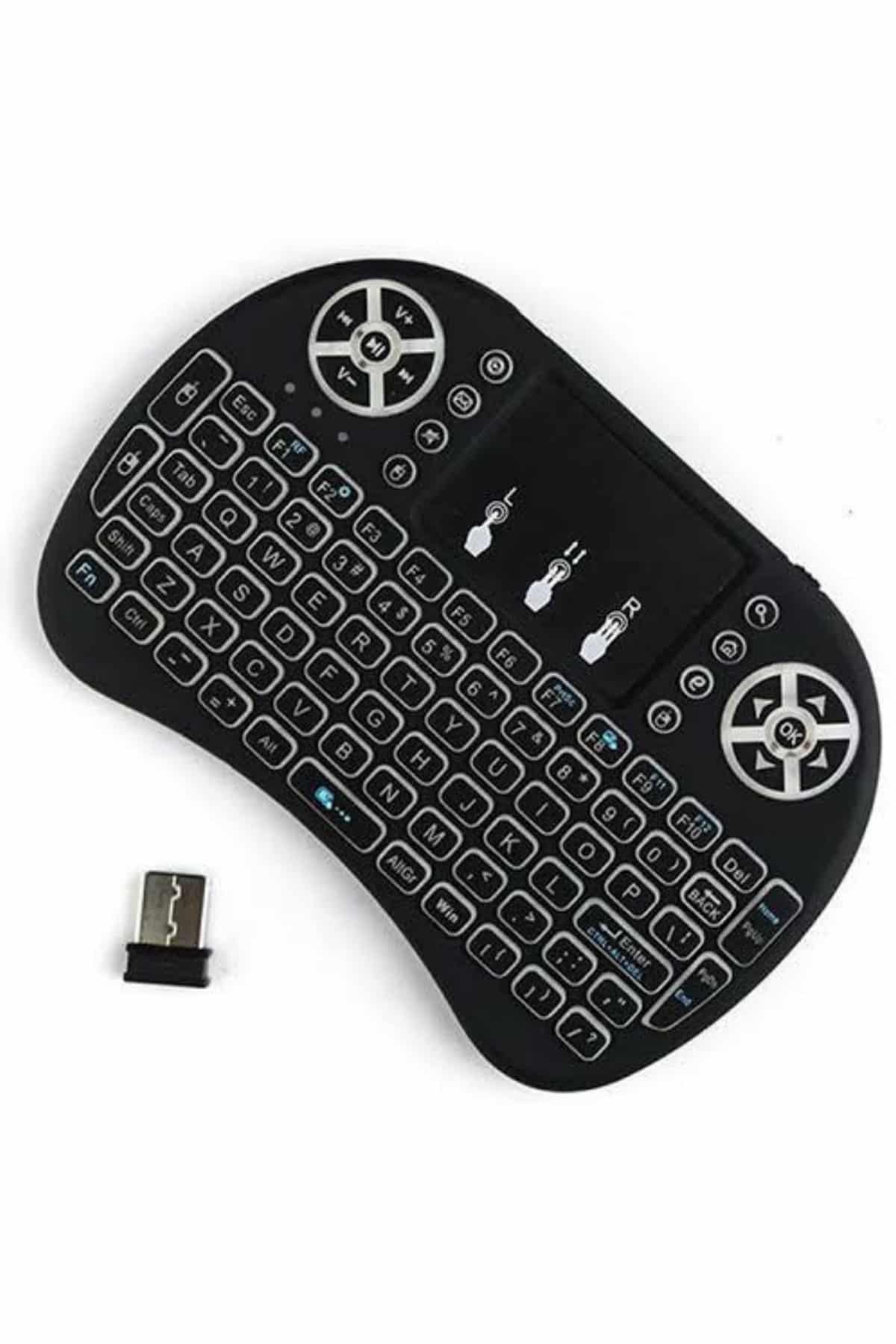 Kablosuz Türkçe Q Klavye RGB Işıklı Televizyon Ps3 Dokunmatik Mouse