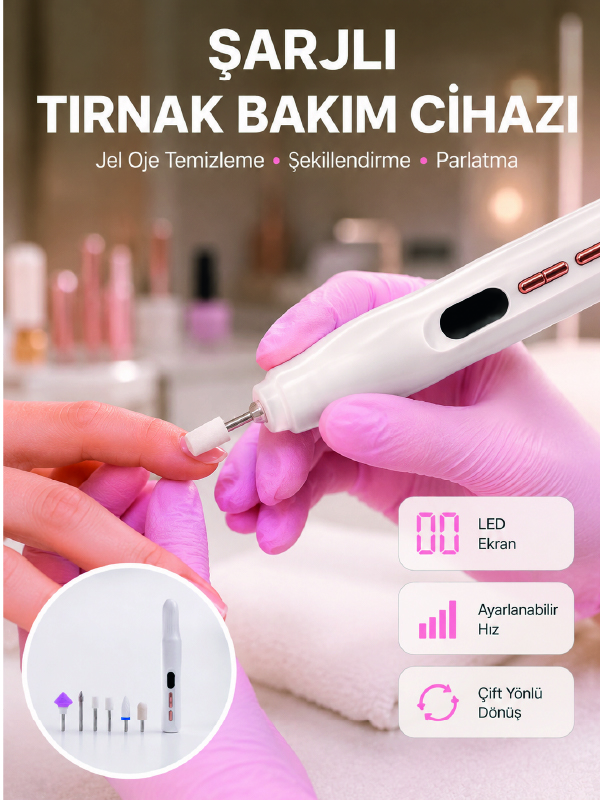 Evde ve Profesyonel Kullanıma Uygun Tasarımlı Tırnak Bakım Cihazı
