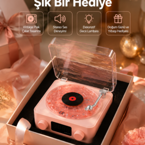 Retro Bluetooth Hoparlör – Yumuşak Gece Lambası ve Saat Göstergeli Yeni Nesil